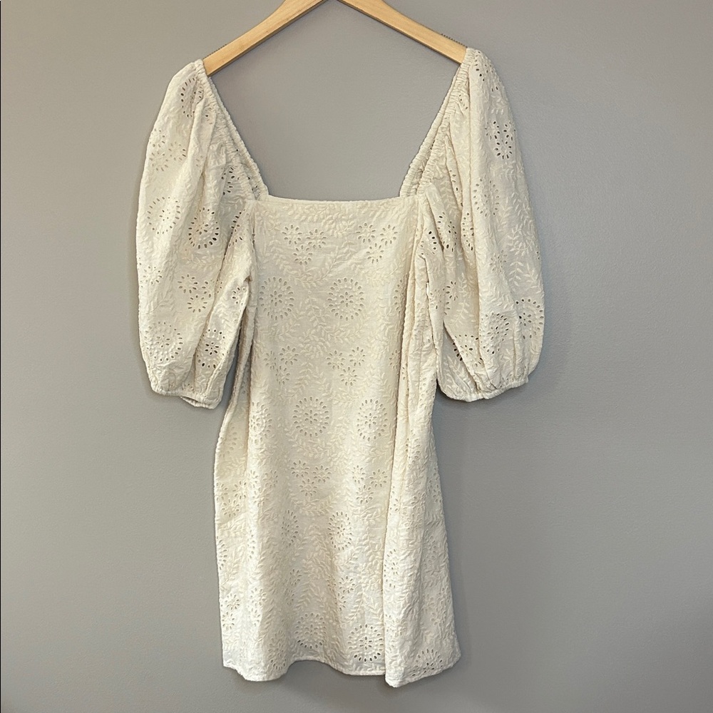 Jen’s Pirate Booty Ashbury Swirl Cream Eyelet Puff Sleeve Mini Dress Size XS